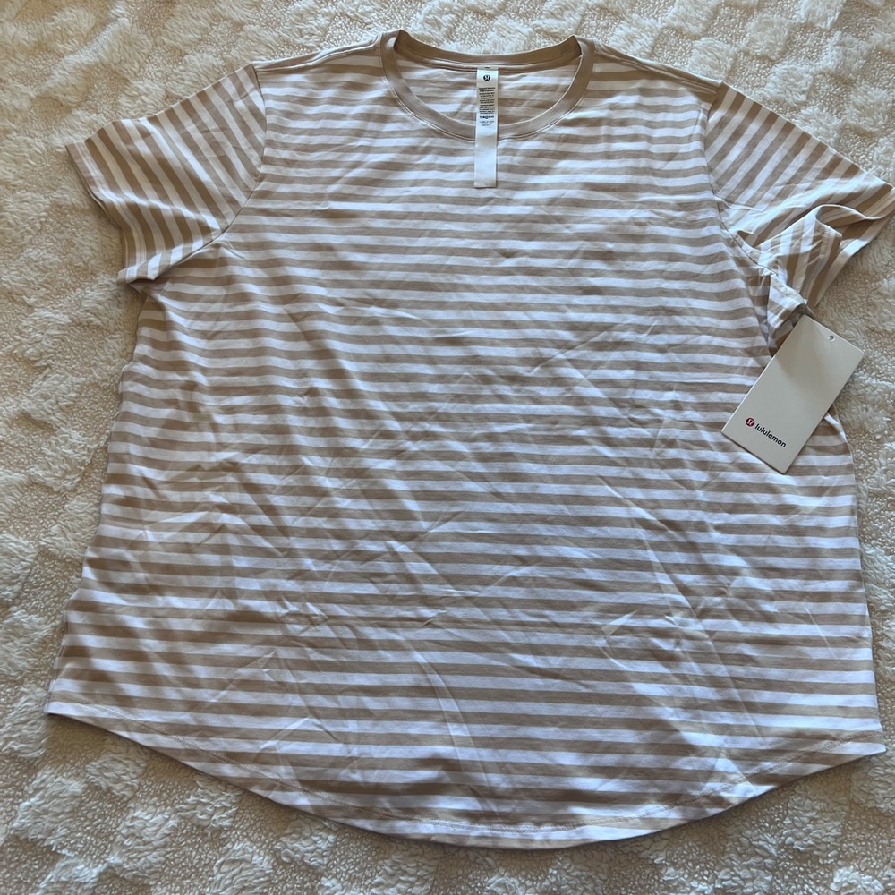 lululemon athletica Beige and White Striped Love Tee